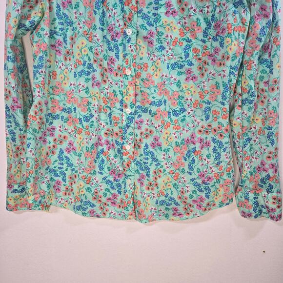 J Crew Women's Re Imagined Floral Button Up 100% Cotton Long Sleeve Shirt Size L - Picture 5 of 10
